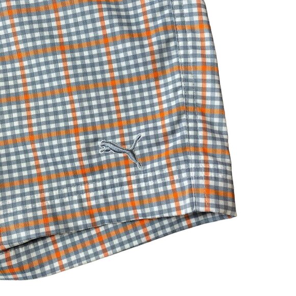 PUMA DRYCELL Golf Shorts Mens 30 Chino Lightweight Stretch Gray Orange Check - Picture 5 of 6